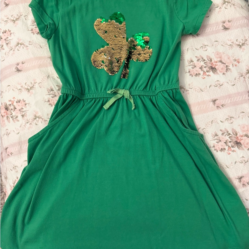 Green Sequin Clover Kids Dress
